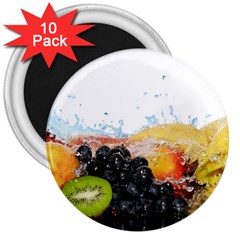 Variety Of Fruit Water Berry Food Splash Kiwi Grape 3  Magnets (10 Pack)  by B30l