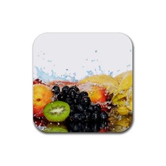 Variety Of Fruit Water Berry Food Splash Kiwi Grape Rubber Coaster (square) by B30l