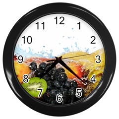 Variety Of Fruit Water Berry Food Splash Kiwi Grape Wall Clock (black) by B30l