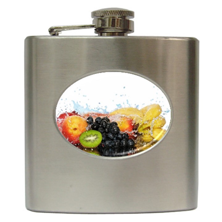 Variety Of Fruit Water Berry Food Splash Kiwi Grape Hip Flask (6 oz)