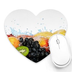 Variety Of Fruit Water Berry Food Splash Kiwi Grape Heart Mousepad by B30l