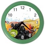 Variety Of Fruit Water Berry Food Splash Kiwi Grape Color Wall Clock Front