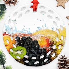 Variety Of Fruit Water Berry Food Splash Kiwi Grape Ornament (round Filigree)