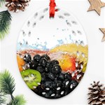 Variety Of Fruit Water Berry Food Splash Kiwi Grape Ornament (Oval Filigree) Front