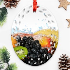 Variety Of Fruit Water Berry Food Splash Kiwi Grape Oval Filigree Ornament (two Sides)