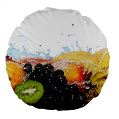 Variety Of Fruit Water Berry Food Splash Kiwi Grape Large 18  Premium Round Cushions by B30l