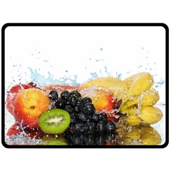 Variety Of Fruit Water Berry Food Splash Kiwi Grape Two Sides Fleece Blanket (large) by B30l