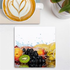 Variety Of Fruit Water Berry Food Splash Kiwi Grape Uv Print Square Tile Coaster  by B30l