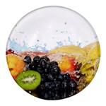 Variety Of Fruit Water Berry Food Splash Kiwi Grape Round Glass Fridge Magnet (4 pack) Front