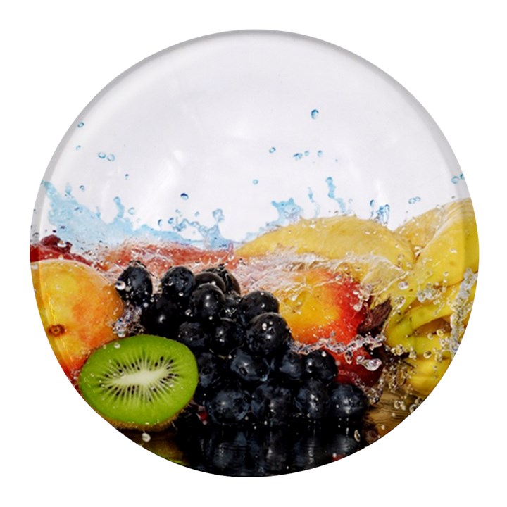 Variety Of Fruit Water Berry Food Splash Kiwi Grape Round Glass Fridge Magnet (4 pack)