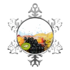 Variety Of Fruit Water Berry Food Splash Kiwi Grape Metal Small Snowflake Ornament by B30l