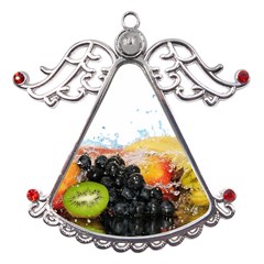 Variety Of Fruit Water Berry Food Splash Kiwi Grape Metal Angel With Crystal Ornament by B30l