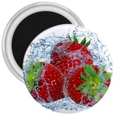 Red Strawberries Water Squirt Strawberry Fresh Splash Drops 3  Magnets by B30l