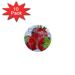 Red Strawberries Water Squirt Strawberry Fresh Splash Drops 1  Mini Buttons (10 Pack)  by B30l