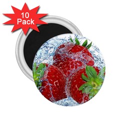 Red Strawberries Water Squirt Strawberry Fresh Splash Drops 2 25  Magnets (10 Pack)  by B30l