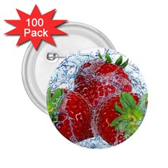 Red Strawberries Water Squirt Strawberry Fresh Splash Drops 2 25  Buttons (100 Pack)  by B30l