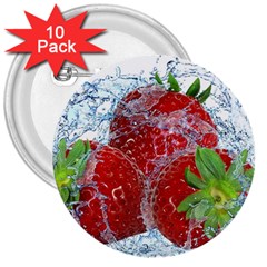 Red Strawberries Water Squirt Strawberry Fresh Splash Drops 3  Buttons (10 Pack)  by B30l