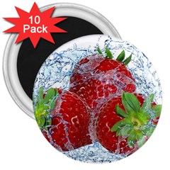 Red Strawberries Water Squirt Strawberry Fresh Splash Drops 3  Magnets (10 Pack)  by B30l