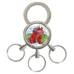 Red Strawberries Water Squirt Strawberry Fresh Splash Drops 3-ring Key Chain by B30l