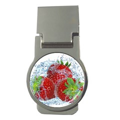 Red Strawberries Water Squirt Strawberry Fresh Splash Drops Money Clips (round)  by B30l