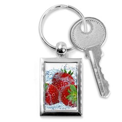 Red Strawberries Water Squirt Strawberry Fresh Splash Drops Key Chain (rectangle) by B30l