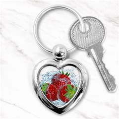 Red Strawberries Water Squirt Strawberry Fresh Splash Drops Key Chain (heart) by B30l