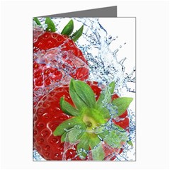 Red Strawberries Water Squirt Strawberry Fresh Splash Drops Greeting Cards (pkg Of 8) by B30l