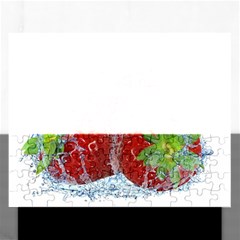 Red Strawberries Water Squirt Strawberry Fresh Splash Drops Rectangular Jigsaw Puzzl by B30l