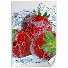 Red Strawberries Water Squirt Strawberry Fresh Splash Drops Canvas 12  X 18  by B30l