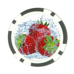 Red Strawberries Water Squirt Strawberry Fresh Splash Drops Poker Chip Card Guard by B30l