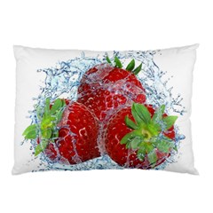 Red Strawberries Water Squirt Strawberry Fresh Splash Drops Pillow Case by B30l