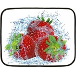 Red Strawberries Water Squirt Strawberry Fresh Splash Drops Fleece Blanket (Mini) 35 x27  Blanket