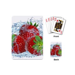 Red Strawberries Water Squirt Strawberry Fresh Splash Drops Playing Cards Single Design (mini) by B30l