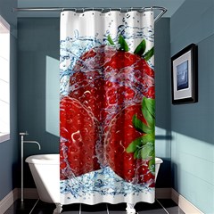 Red Strawberries Water Squirt Strawberry Fresh Splash Drops Shower Curtain 36  X 72  (stall)  by B30l