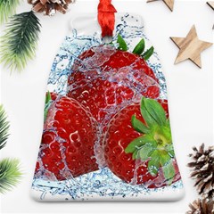 Red Strawberries Water Squirt Strawberry Fresh Splash Drops Ornament (bell)