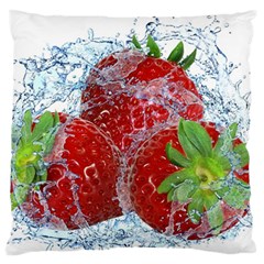 Red Strawberries Water Squirt Strawberry Fresh Splash Drops Large Cushion Case (one Side) by B30l