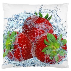 Red Strawberries Water Squirt Strawberry Fresh Splash Drops Large Premium Plush Fleece Cushion Case (one Side) by B30l