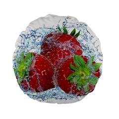 Red Strawberries Water Squirt Strawberry Fresh Splash Drops Standard 15  Premium Flano Round Cushions by B30l