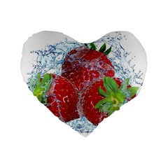 Red Strawberries Water Squirt Strawberry Fresh Splash Drops Standard 16  Premium Flano Heart Shape Cushions by B30l