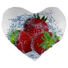 Red Strawberries Water Squirt Strawberry Fresh Splash Drops Large 19  Premium Flano Heart Shape Cushions by B30l