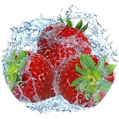 Red Strawberries Water Squirt Strawberry Fresh Splash Drops Wooden Puzzle Round by B30l