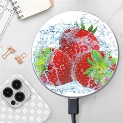 Red Strawberries Water Squirt Strawberry Fresh Splash Drops Wireless Fast Charger(white) by B30l