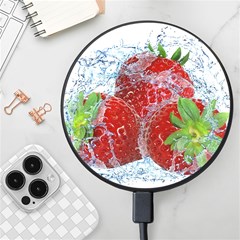 Red Strawberries Water Squirt Strawberry Fresh Splash Drops Wireless Fast Charger(black) by B30l