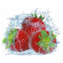 Red Strawberries Water Squirt Strawberry Fresh Splash Drops Premium Plush Fleece Blanket (medium)