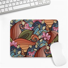 Multicolored Flower Decor Flowers Patterns Leaves Colorful Small Mousepad by B30l