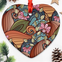 Multicolored Flower Decor Flowers Patterns Leaves Colorful Ornament (heart)