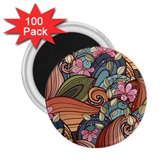 Multicolored Flower Decor Flowers Patterns Leaves Colorful 2 25  Magnets (100 Pack)  by B30l