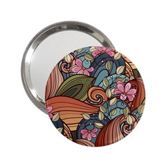 Multicolored Flower Decor Flowers Patterns Leaves Colorful 2 25  Handbag Mirrors by B30l