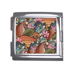 Multicolored Flower Decor Flowers Patterns Leaves Colorful Mega Link Italian Charm (18mm) by B30l