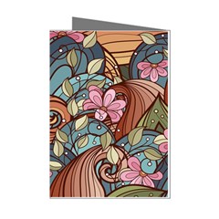 Multicolored Flower Decor Flowers Patterns Leaves Colorful Mini Greeting Cards (pkg Of 8)